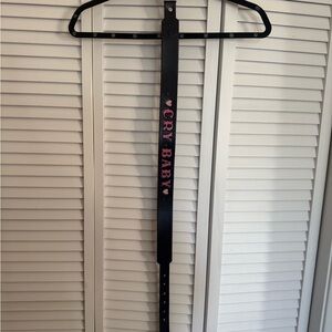 Black Belt with Pink 'Cry Baby' Design